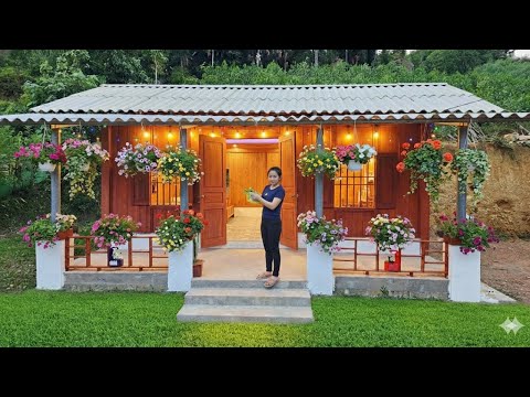 Timelapse: The Girl Completed the Wooden House in the Forest From Start to Finish