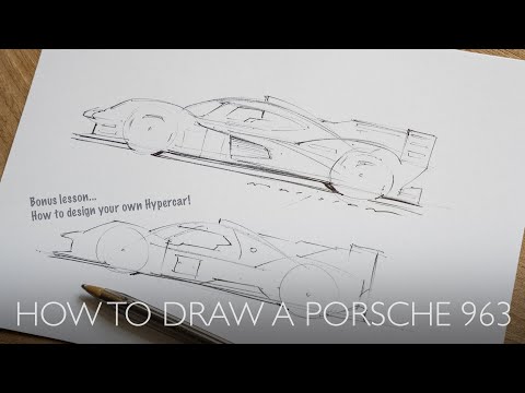 How to draw a Porsche 963 Le Mans hypercar - easy to follow instructions