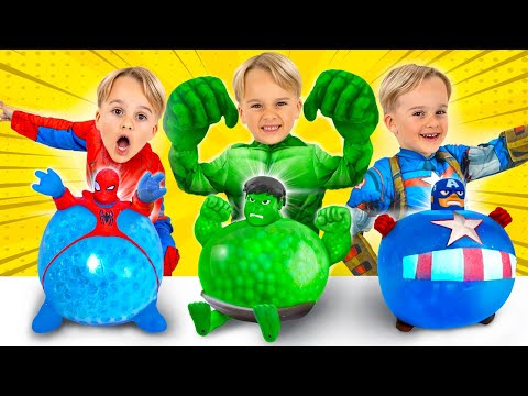 Chris Becomes Superhero - Funny Stories With Inflatable Toys