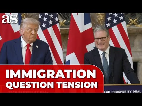 THE IRONIC SMILE of STARMER when a journalist asks Trump for IMMIGRATION ADVICE