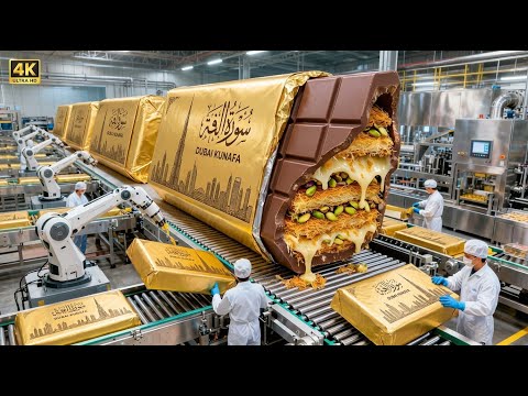Inside a Modern Chocolate Factory: From Raw Pistachio to Dubai Kunafa Bar(Full Process)
