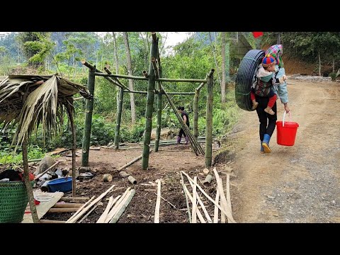 After Years of Saving, Single Mom Leaves Old Bamboo Hut to Build a Wooden House Deep in the Forest