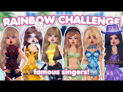 RAINBOW CHALLENGE But FAMOUS SINGERS! Making an Outfit for *EVERY* COLOR!! (Dress to Impress)