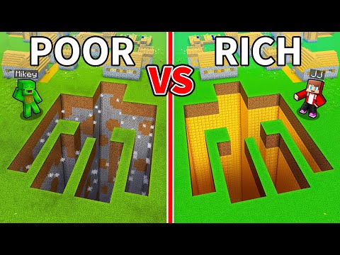 JJ and Mikey: POOR vs RICH Golem Tunnel in Minecraft - Maizen