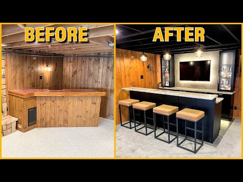 DIY Basement Bar Build Start to Finish | Renovation Time Lapse