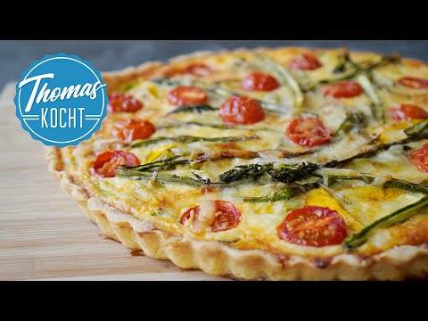 Quiche mit grünem Spargel