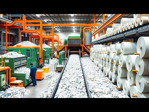 Cómo Se Reciclan Millones de Toneladas de Papel ♻️ Dentro la Mega Fábrica y el Impresionante Proceso