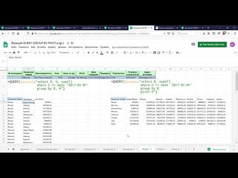 08. Google таблицы. Функция QUERY. Часть 3. Предложения Group by, Pivot и др.