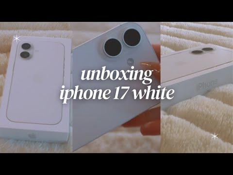 Unboxing iPhone 17 white with accessories 🎁✨ | aesthetic, setting up, ios 26, compare to iphone 13