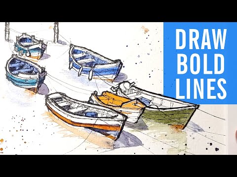 How to Draw with BOLD Lines - An Ink &amp; Watercolour Sketch