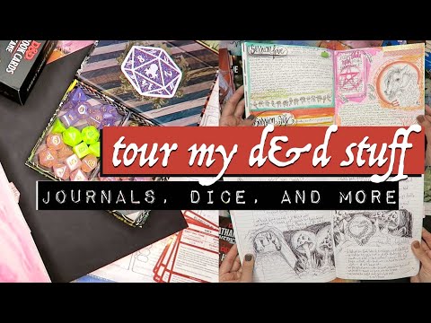 MY D&D STUFF | journals, dice, books, and more