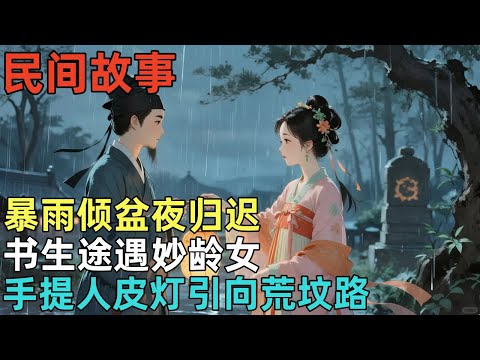 民间故事：暴雨倾盆夜归迟，书生途遇妙龄女，手提人皮灯引向荒坟路 #民间故事，#民间故事合集，#故事传说，#明朝奇案，#古代奇案，#民間故事，#民間故事合集，#故事傳說，#明朝奇案，#古代奇案