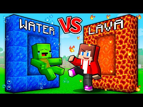 Mikey and JJ: LAVA vs WATER PORTAL BATTLE in Minecraft - Maizen