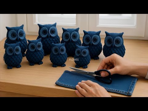 From Old Jeans to Cute Denim Owl! 🦉 Easy DIY Upcycled Craft Idea