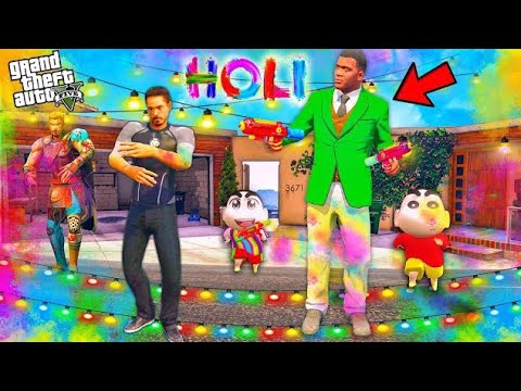 In GTA5 shinchan and pinchan Go creazy playing Holi