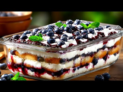 Blueberry Tiramisu without an oven in 10 minutes