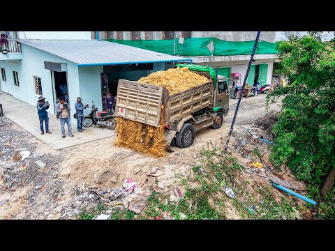 Wonderful Start Project LANDFILL by Smart Driver 5TTrucks Unloading SoilRock & DOZER MITSUBISHI Push
