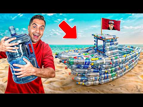 قایق ساختیم! بزرگترین قایق دست‌ساز با بطری های پلاستیکی 😬😎🌊