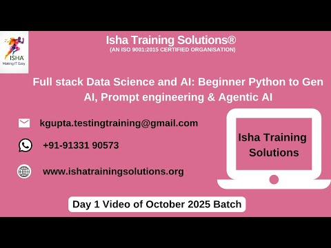 Full-stack Data Science and AI Day1 video on 28th October.  WhatsApp us on +91-9133190573 to enroll.