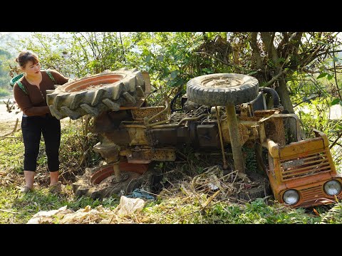 Girl Discovers Kubota Farm Machinery Stuck in Bushes After Flood – Repair and Restoration Journey
