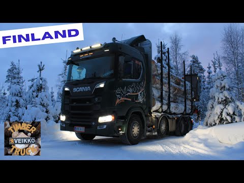 Timber Truck Veikko | Holzlaster in Finnland unterwegs auf verschneiten Strassen | Februar 2021