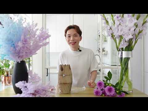 紫色劍蘭與大理花 | Purple gladioli and dahlias |OMAKASE 大師SOLOMON 花藝教室 | 家居鮮花插花擺設| TUTORIAL