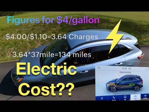 NEW Ford Escape Plug In Hybrid.  What Does It Cost To Charge?  How Does That Compare To Gas?