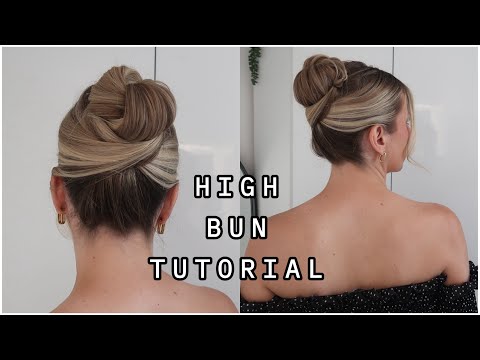 Elegant High Bun Hairstyle // wedding guest, prom hair tutorial