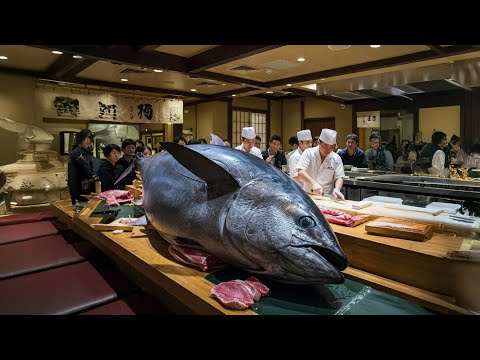 Luxurious Otoro Cut from Giant Bluefin Tuna | Ultimate Fatty Tuna Experience!