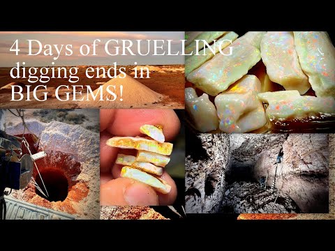 Coober Pedy Opal Mining. Four gruelling days end in last minute find of BIG Olympic GEMS!