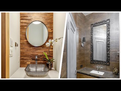 75 Mid-sized Brown Tile Powder Room Design Ideas You'll Love 🔴