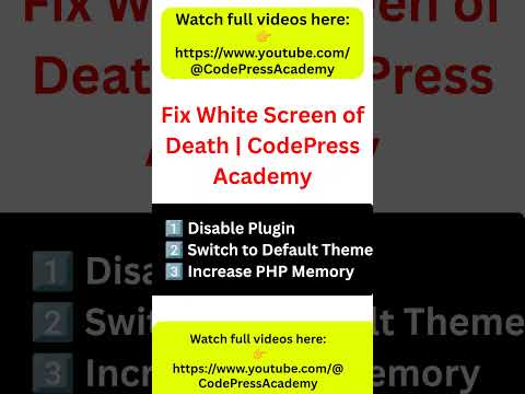 Fix White Screen of Death in 10 Seconds  | CodePress Academy #shorts#ytshorts