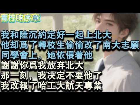 【完结爽文】我和陸沉約定好一起上北大。他卻為了轉校生偷偷改了南大志願,同學會上,她依偎著他:謝謝你為我放棄北大。那一刻,我決定不要他了,我改報了哈工大航太專業。#小说 #愛情 #故事