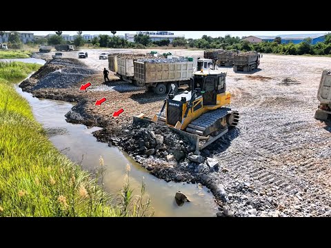 Part16 Perfectly Bilding Road Construction Over The Water Using Stones For Fill Clean Forest Pushing
