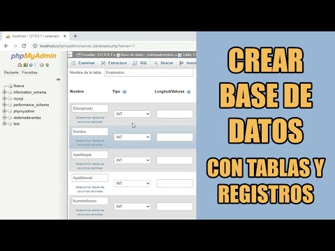 Crear base de datos con tablas y registros, en MySQL / phpMyAdmin