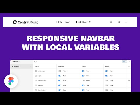 Responsive Navbar UI Design with Local Variables and Modes in Figma. for Desktop, Tablet and Mobile