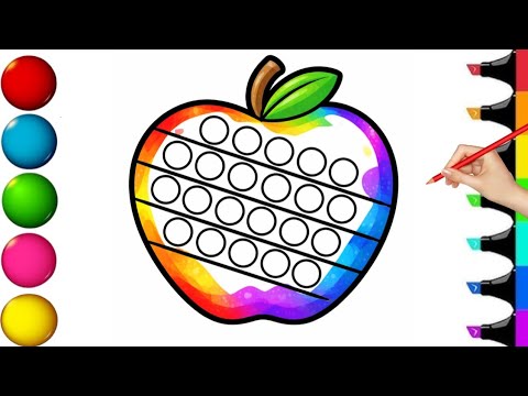 🍎Drawing and Coloring a Colorful Heart Apple | Step By Step for Kids