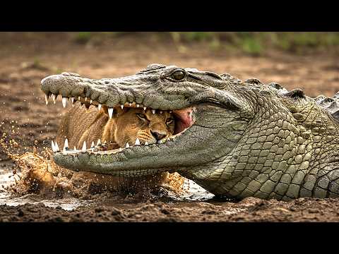 Incredible Crocodile Encounters with Lions and Buffaloes – Wildlife Like Never Before!