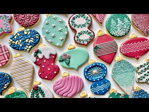 ORNAMENTS ~ EPIC Satisfying Cookie Decorating of *29* Different Ornament Cookies with Royal Icing