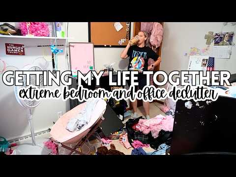 NEW! Extreme Bedroom Declutter 🧹 From Total Disaster to Office + Kids’ Bunkbed Makeover!