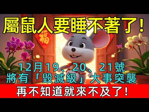 屬鼠人要睡不著了！12月19、20、21號，將有「毀滅級」大事突襲，再不知道就來不及了！#生肖 #運勢 #命理 #屬相 #風水 #財運 #佛陀 #佛學 #佛法 #佛教 #修行 #智慧 #因果 #佛家