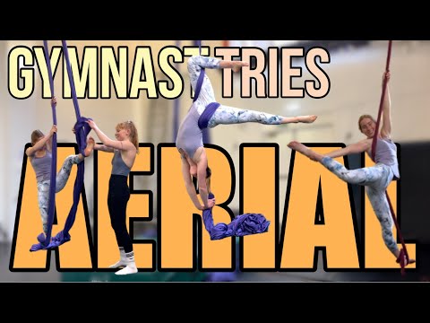 GYMNAST TRIES AERIAL CIRCUS FOR THE FIRST TIME *scary*