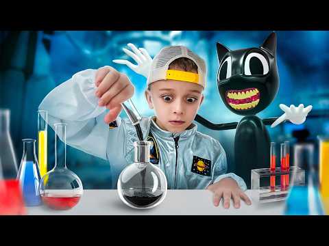 Cartoon Cat сбегает с лаборатории Марка! Мультяшный кот бегает по всему дому и играет в прятки