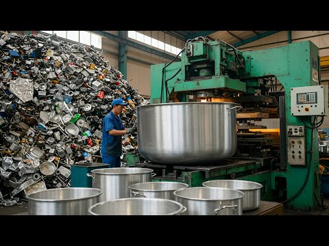 Incredible Process of Recycling Aluminum Scrap Into New Largest Aluminum Cooking Pots In Factory