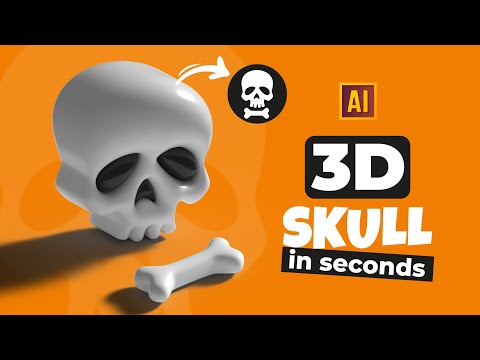 HOW TO DRAW A 3D SKULL and BONE IN ADOBE ILLUSTRATOR
