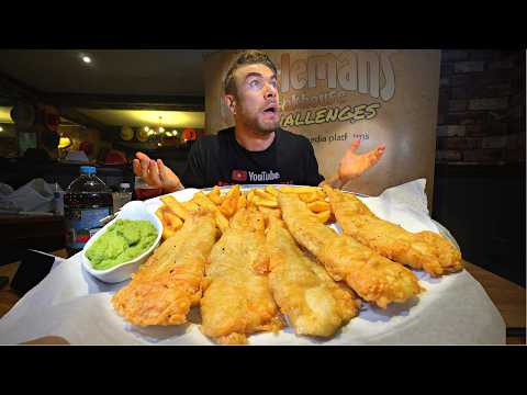 OWNER BETS $250 I CAN'T EAT THIS FISH & CHIPS IN 8 MINUTES | Joel Hansen