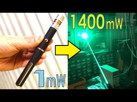 Crazy eBay green laser pointer mod. 1mW to 1400mW++
