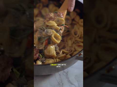 Creamy mushroom and sausage orecchiette #chefromainavril