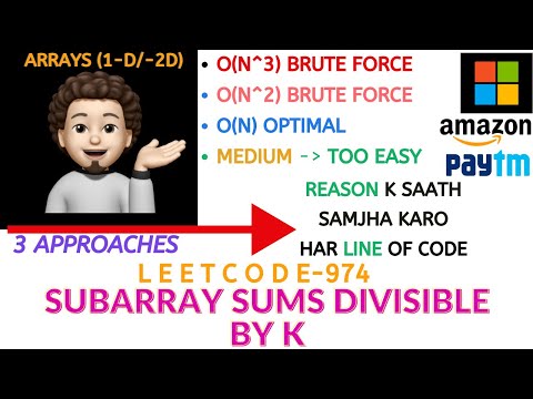 Subarray Sums Divisible by K | Brute Force | Optimal | Easy Explanation | codestorywithMIK