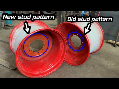 Changing wheel centres from 12stud tractor to fit 10stud truck.